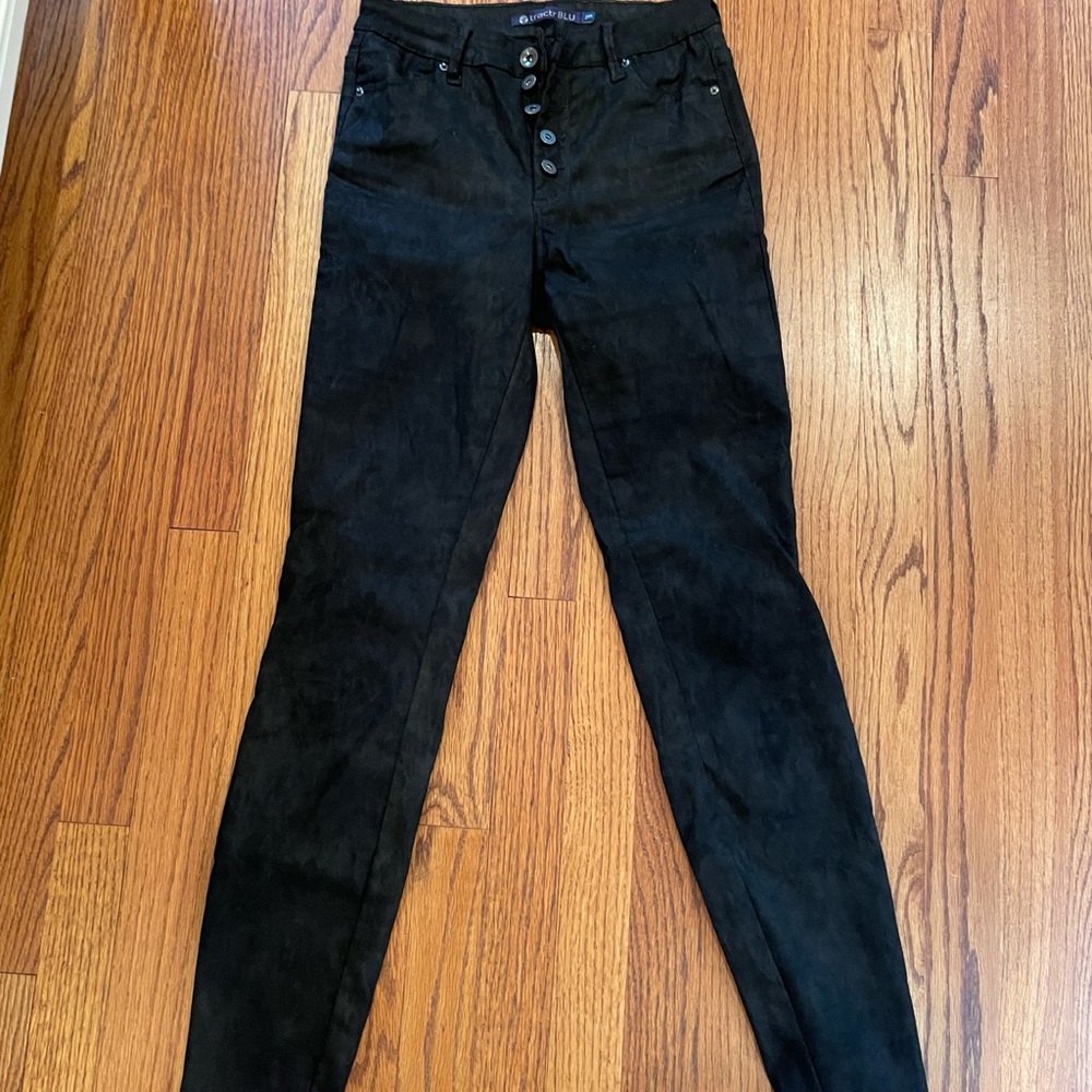 High waisted black suede jeans from Tractr Blu
